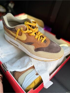 Nike Men’s Suede Low-Top Sneaker in Brown, Tan, and Yellow